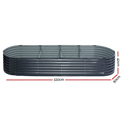 Green Fingers Garden Bed 320X80X42cm Oval Planter Box Raised Container Galvanised