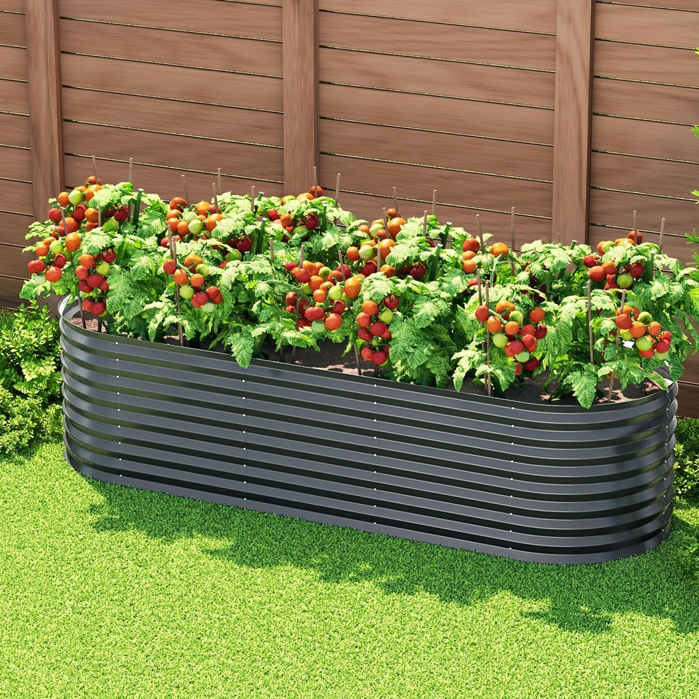 Green Fingers Garden Bed 240X80X56cm Oval Planter Box - YDS.com.au