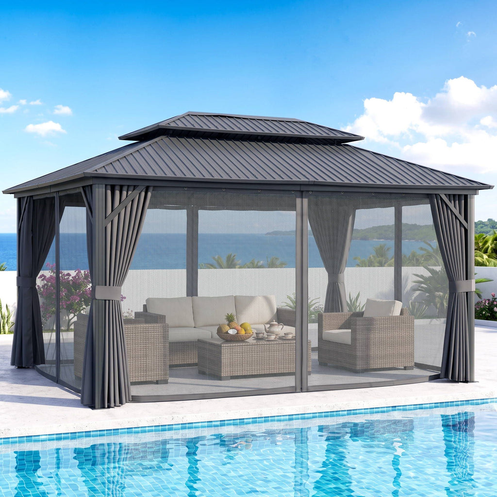 Instahut 3x4.25m Gazebo Hardtop Steel Roof Outdoor Pavilion