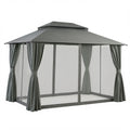 Instahut Gazebo 3x4m Canopy Outdoor Steel Frame Patio Tent Curtains Marquee Grey