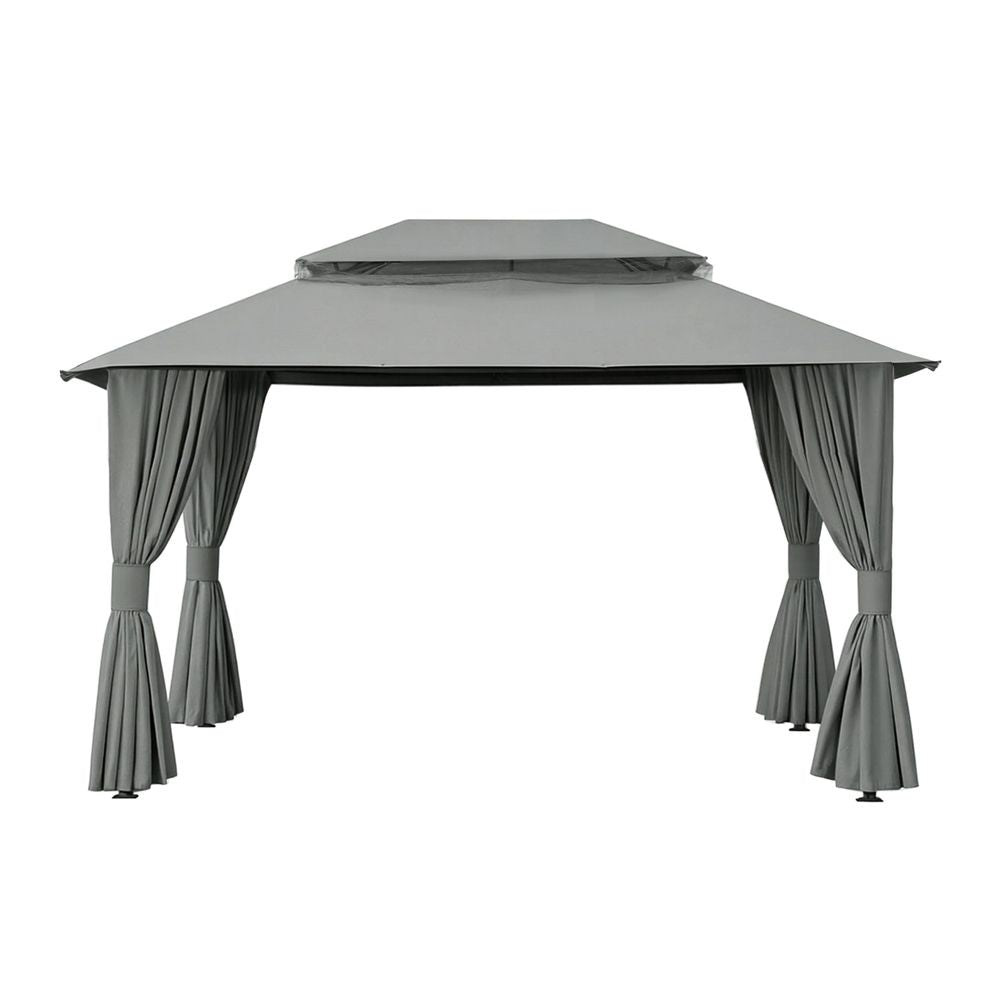 Instahut Gazebo 3x4m Canopy Outdoor Steel Frame Patio Tent Curtains Marquee Grey
