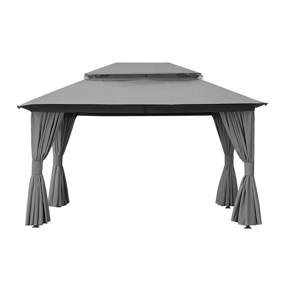 Instahut Gazebo 3x4m Canopy Outdoor Steel Frame Patio Tent Curtains Marquee Grey - YDS.com.au