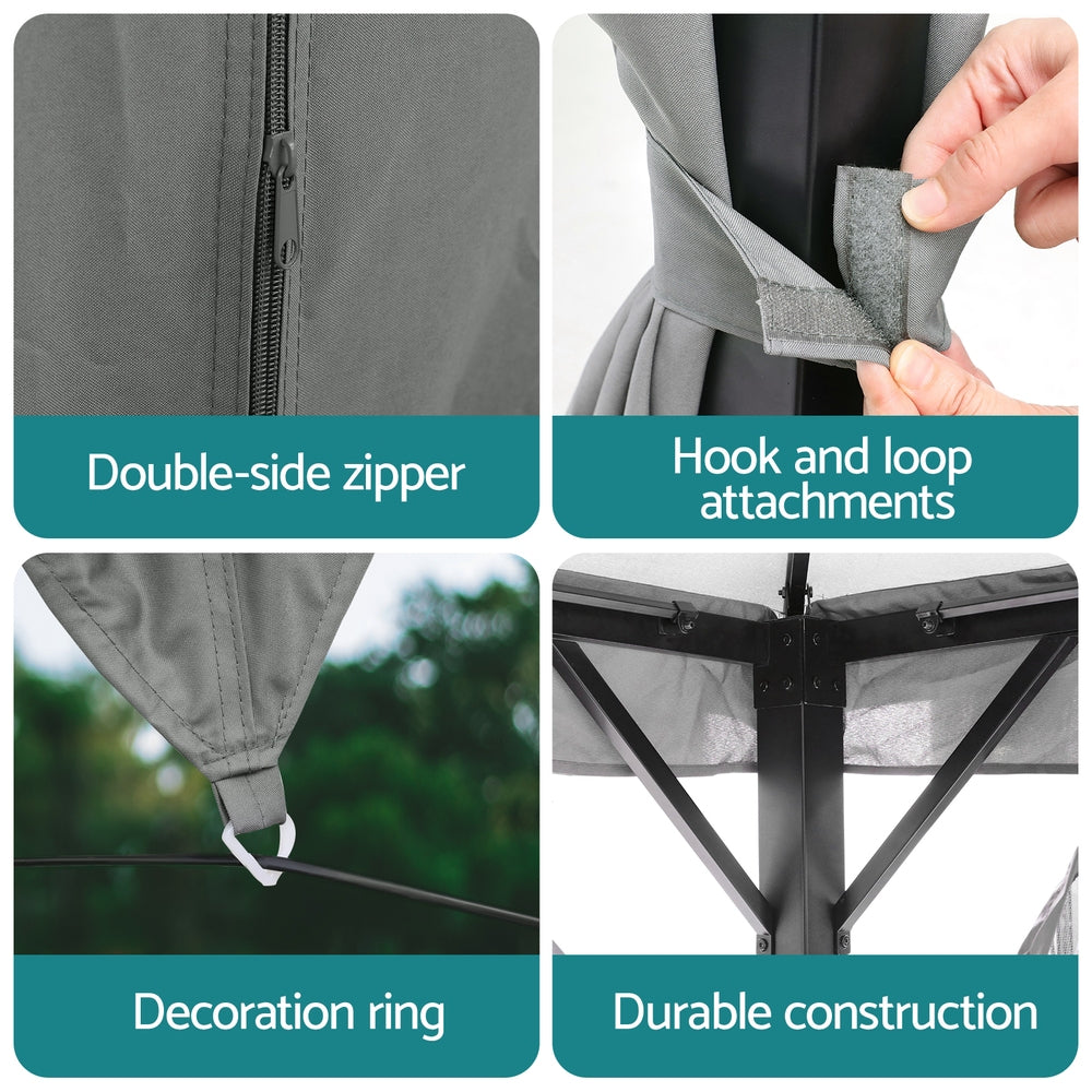 Instahut Gazebo 3x4m Canopy Outdoor Steel Frame Patio Tent Curtains Marquee Grey - YDS.com.au