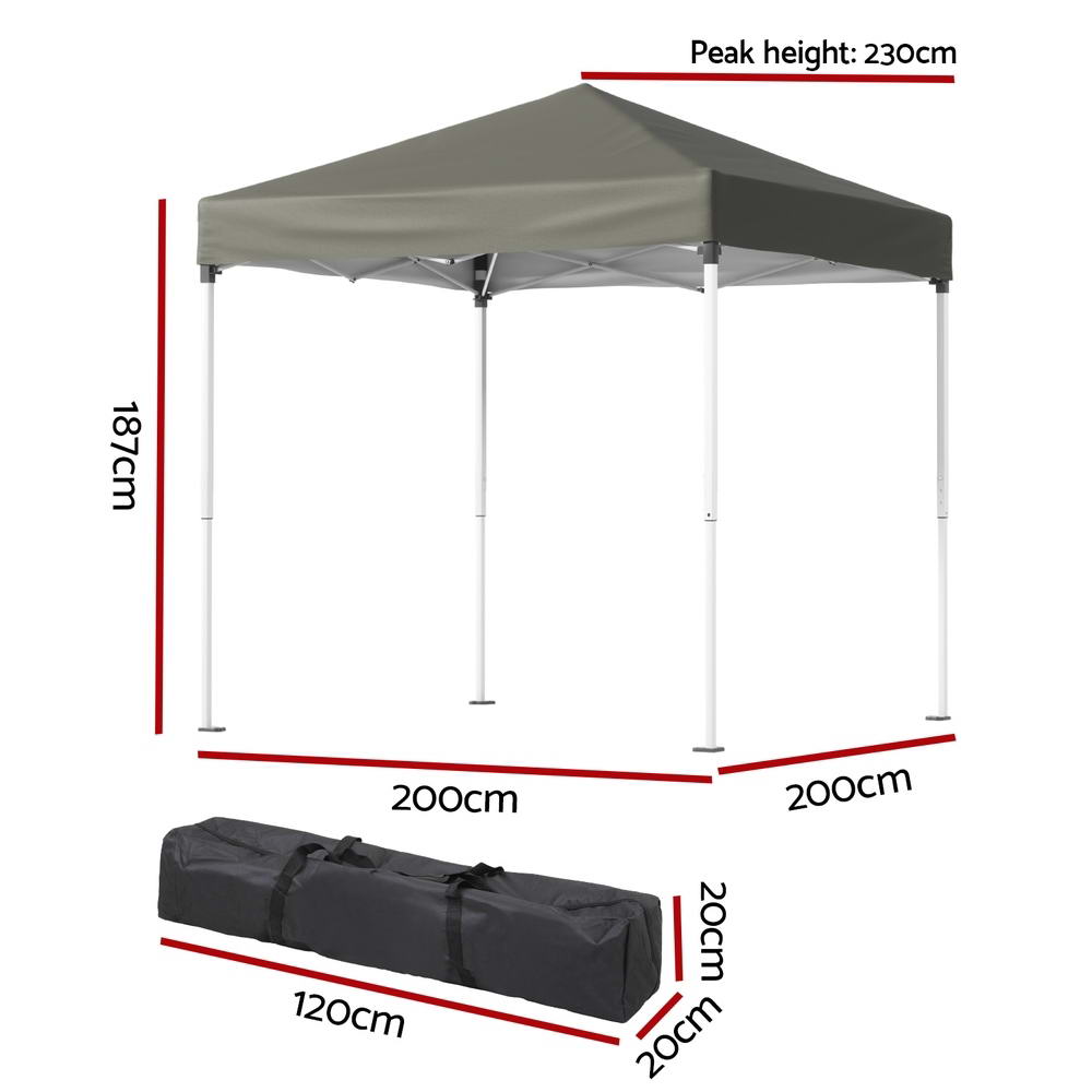 Instahut Gazebo 2x2m Outdoor Patio Garden Marquee Shade Grey