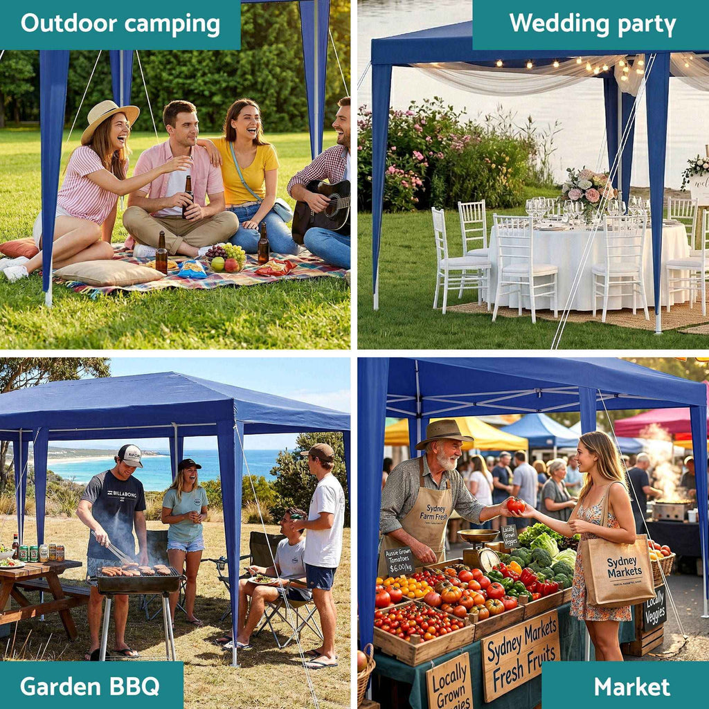Instahut Gazebo 3x6m Wedding Party Marquee Tent Outdoor Event Camping Canopy Shade Blue