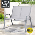 Gardeon Garden Bench Seat Steel Outdoor Patio Park Lounge Backyard Chair Grey