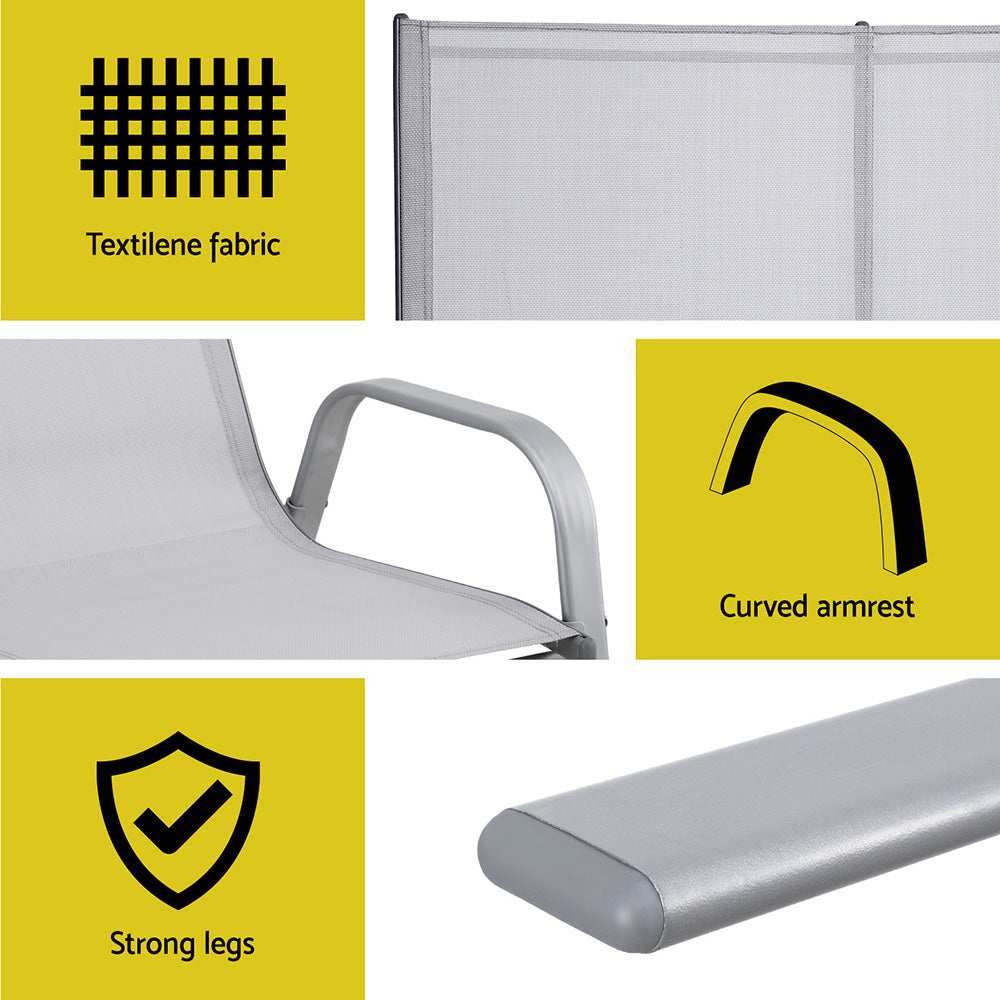 Gardeon Garden Bench Seat Steel Outdoor Patio Park Lounge Backyard Chair Grey