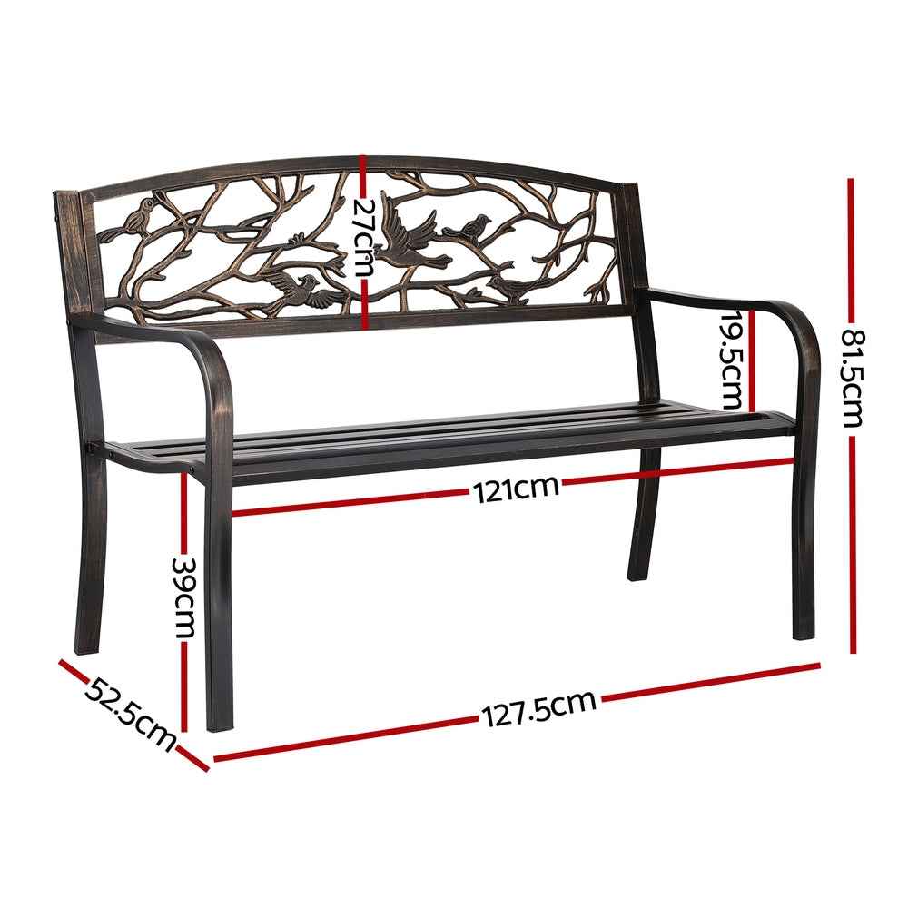 Gardeon Outdoor Bench Seat Garden Steel Outdoor Furniture 3 Seater Park Bronze