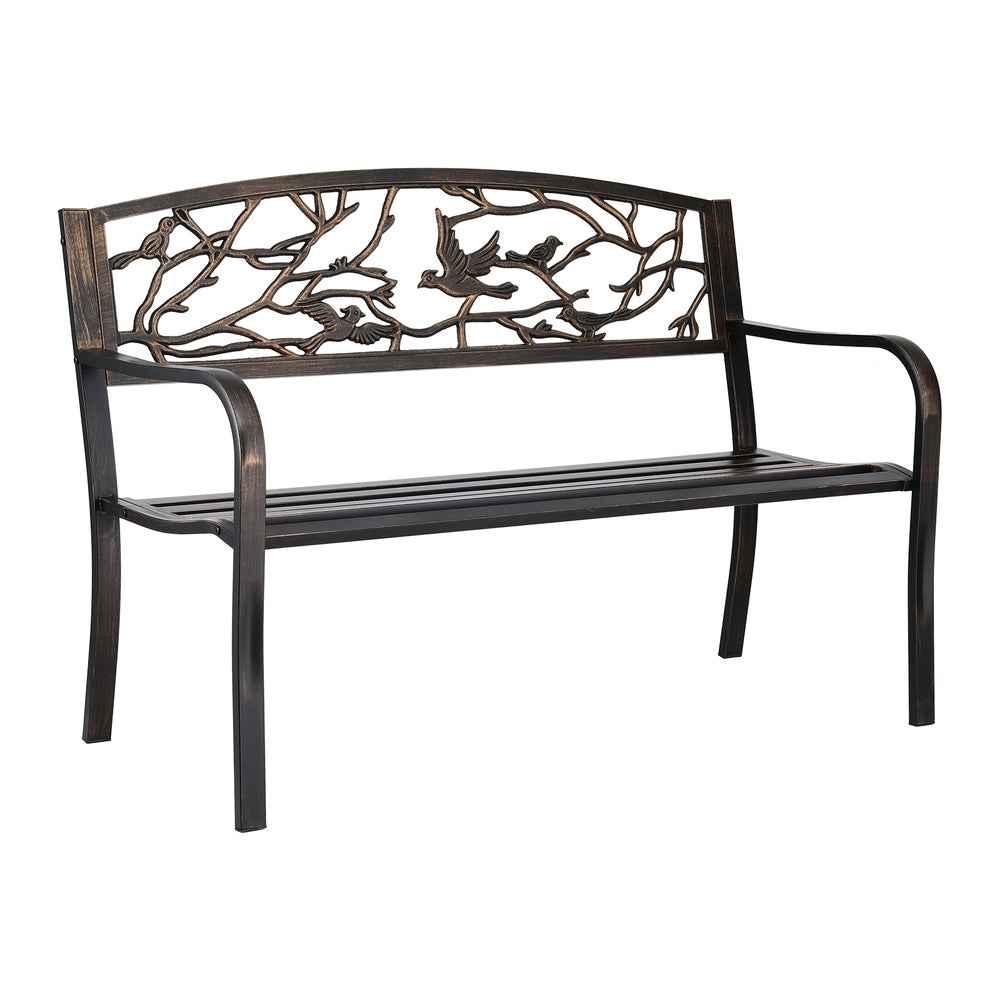 Gardeon Outdoor Bench Seat Garden Steel Outdoor Furniture 3 Seater Park Bronze