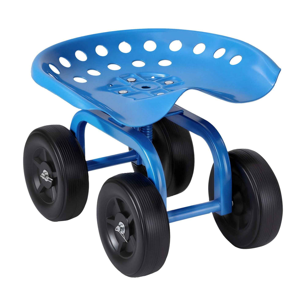 Gardeon Garden Seat 360 Swivel Rolling Adjustable Height Work Scooter Cart Wheels Heavy Duty 150kg