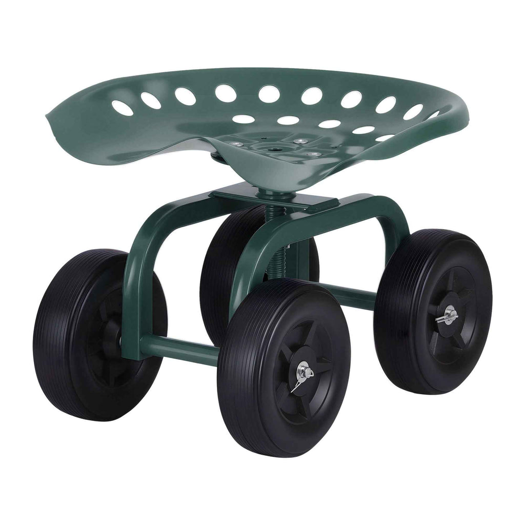 Gardeon Garden Seat 360 Swivel Rolling Adjustable Height Work Scooter Cart Wheels Heavy Duty 150kg
