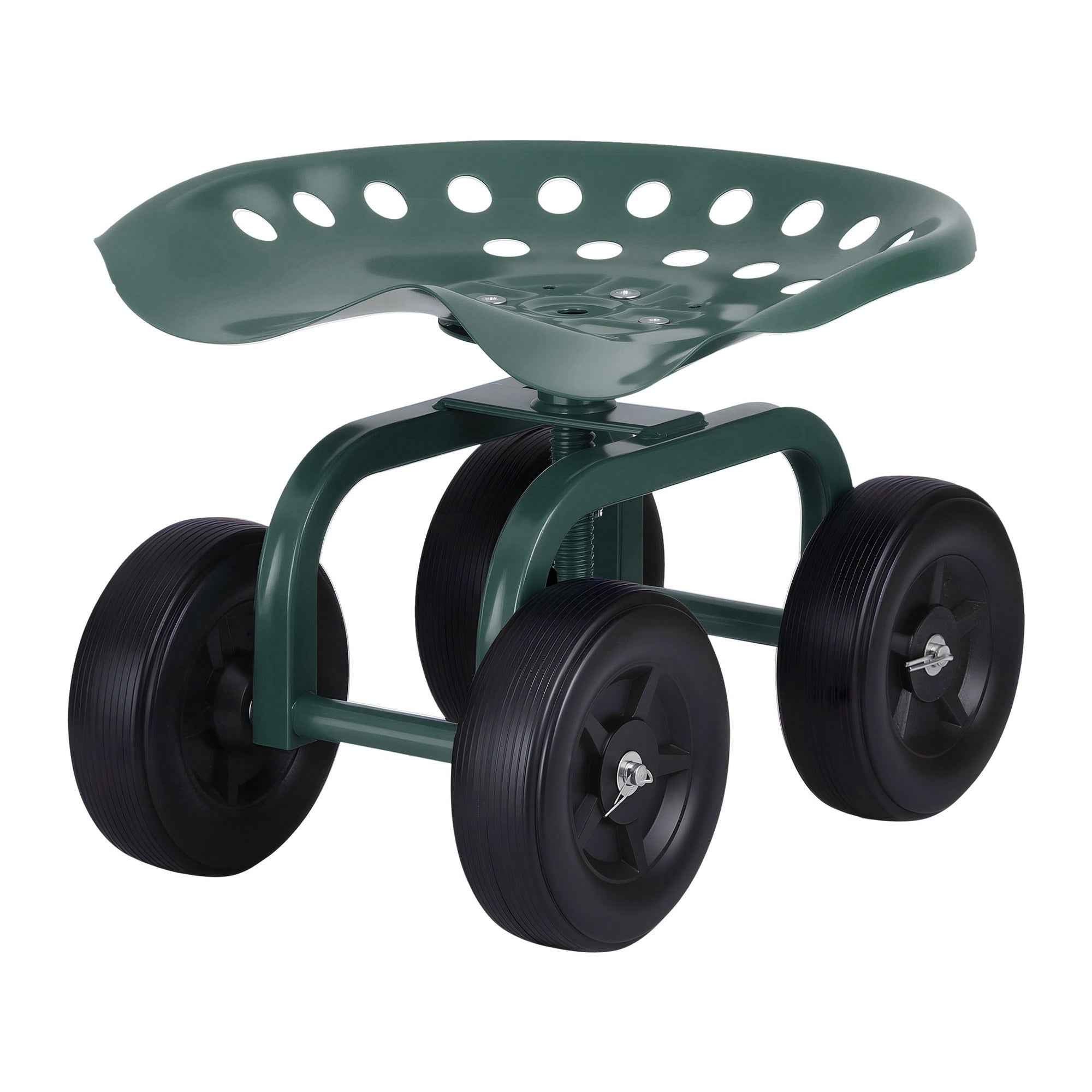 Gardeon Garden Seat 360 Swivel Rolling Adjustable Height Work Scooter Cart Wheels Heavy Duty 150kg