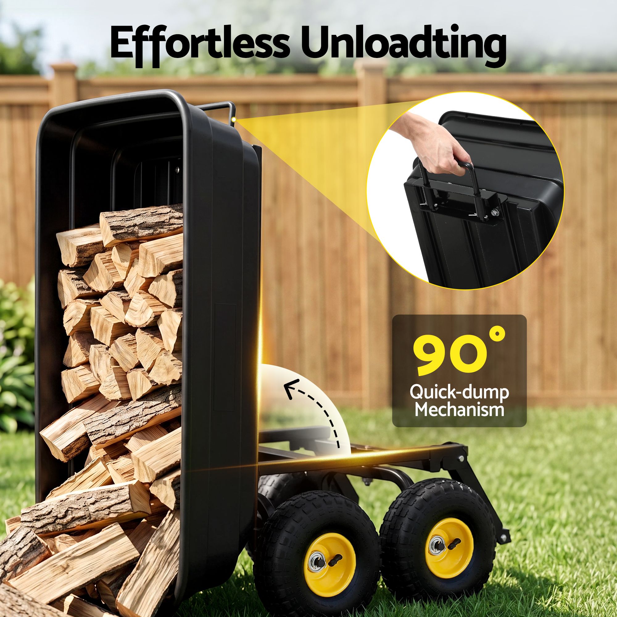 Gardeon Garden Cart Dump Utility Wagon 270kg 2in1 Handle Tractor Trolley 110L with 10in Tyres