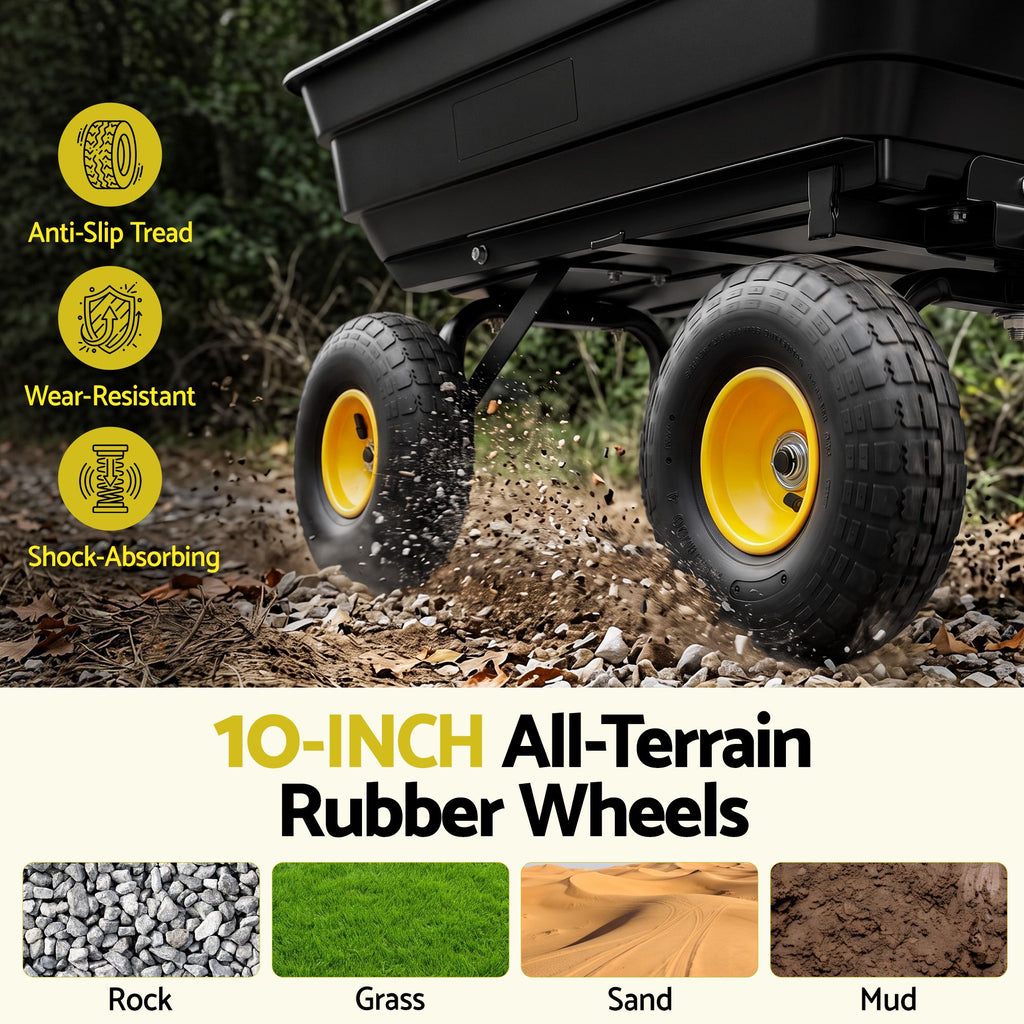 Gardeon Garden Cart Dump Utility Wagon 270kg 2in1 Handle Tractor Trolley 110L with 10in Tyres
