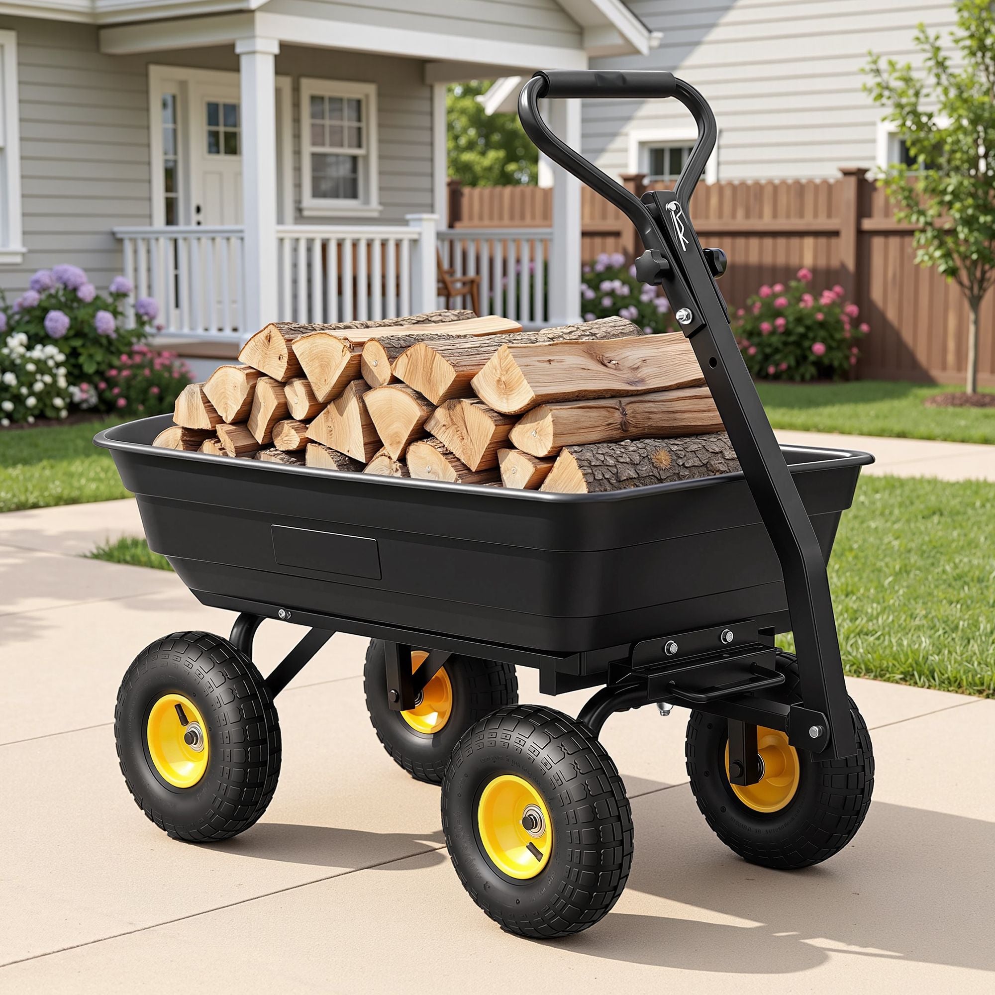 Gardeon Garden Cart Dump Utility Wagon 270kg 2in1 Handle Tractor Trolley 110L with 10in Tyres