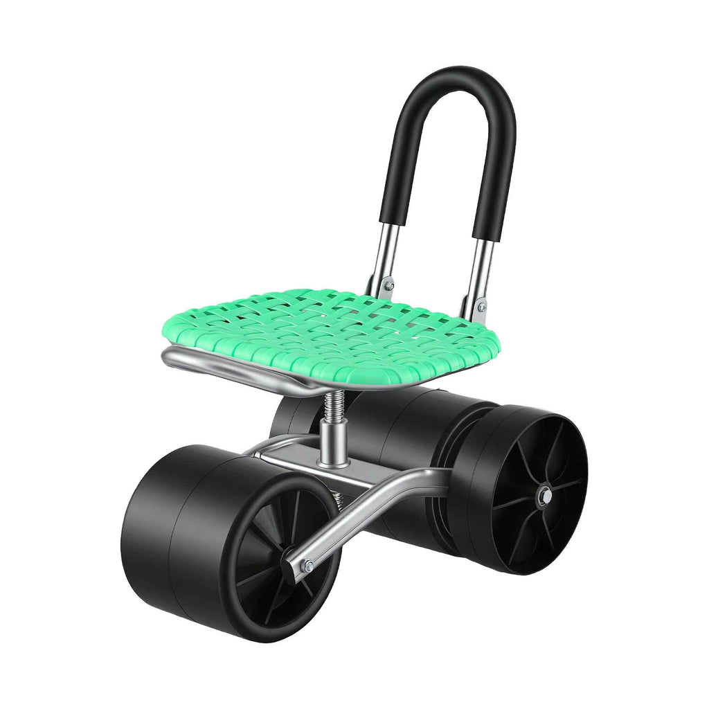 Gardeon Gardening Cart with 360° Swivel Seat | Rolling Work Seat with Adjustable Height & All-Terrain Wheels | 130KG Capacity Heavy Duty Garden Scooter for Back Pain Relief & Vehicle Detailing | Foldable Backrest & Ventilated Seat, Green