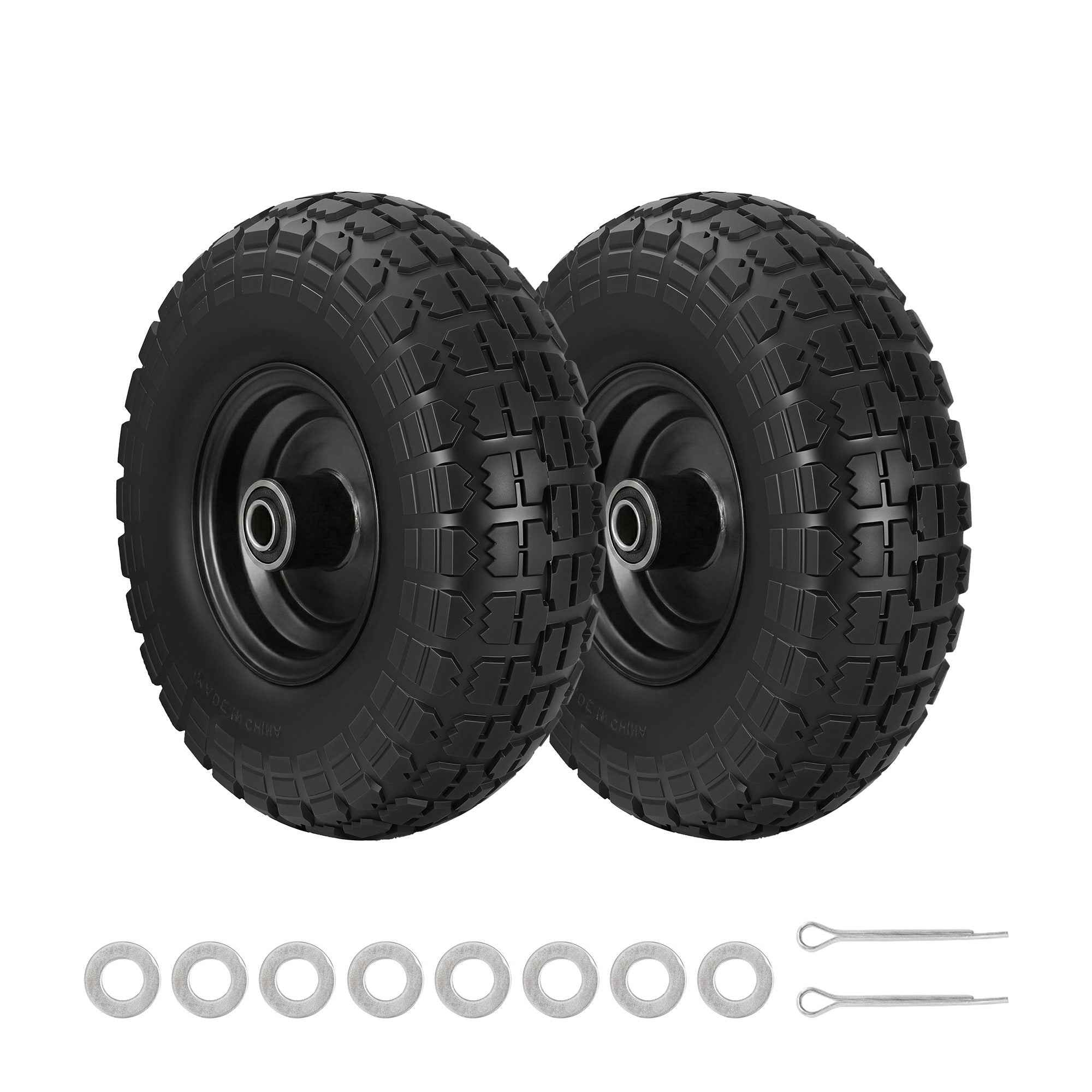 Gardeon 2pcs, 4.10/3.50-4 Tire And Wheel Flat Free, 26cm Solid Rubber Tires with 5/8 Axle Bore Hole And Double Sealed Bearings, Perfect for Wheelbarrow, Garden Cart, Wagon, Dolly
