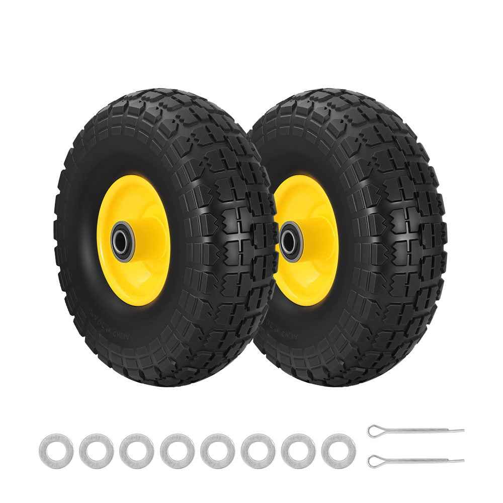 Gardeon 2pcs, 4.10/3.50-4 Tire And Wheel Flat Free, 26cm Solid Rubber Tires with 5/8 Axle Bore Hole And Double Sealed Bearings, Perfect for Wheelbarrow, Garden Cart, Wagon, Dolly
