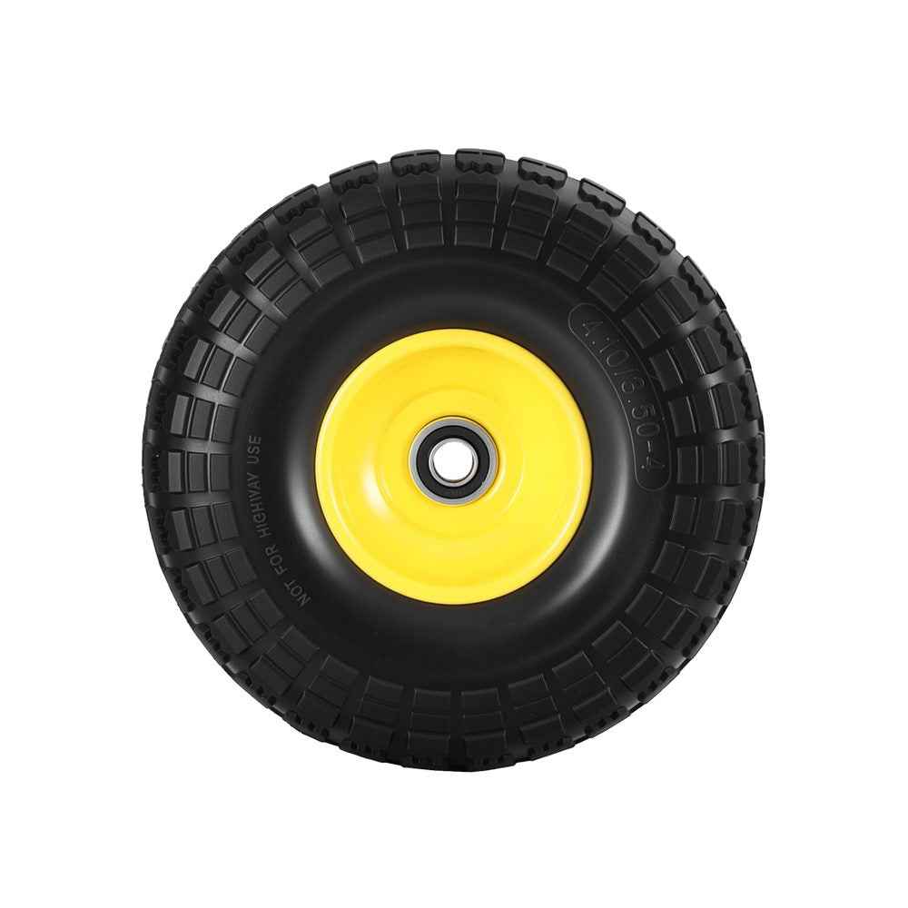 Gardeon 2pcs, 4.10/3.50-4 Tire And Wheel Flat Free, 26cm Solid Rubber Tires with 5/8 Axle Bore Hole And Double Sealed Bearings, Perfect for Wheelbarrow, Garden Cart, Wagon, Dolly