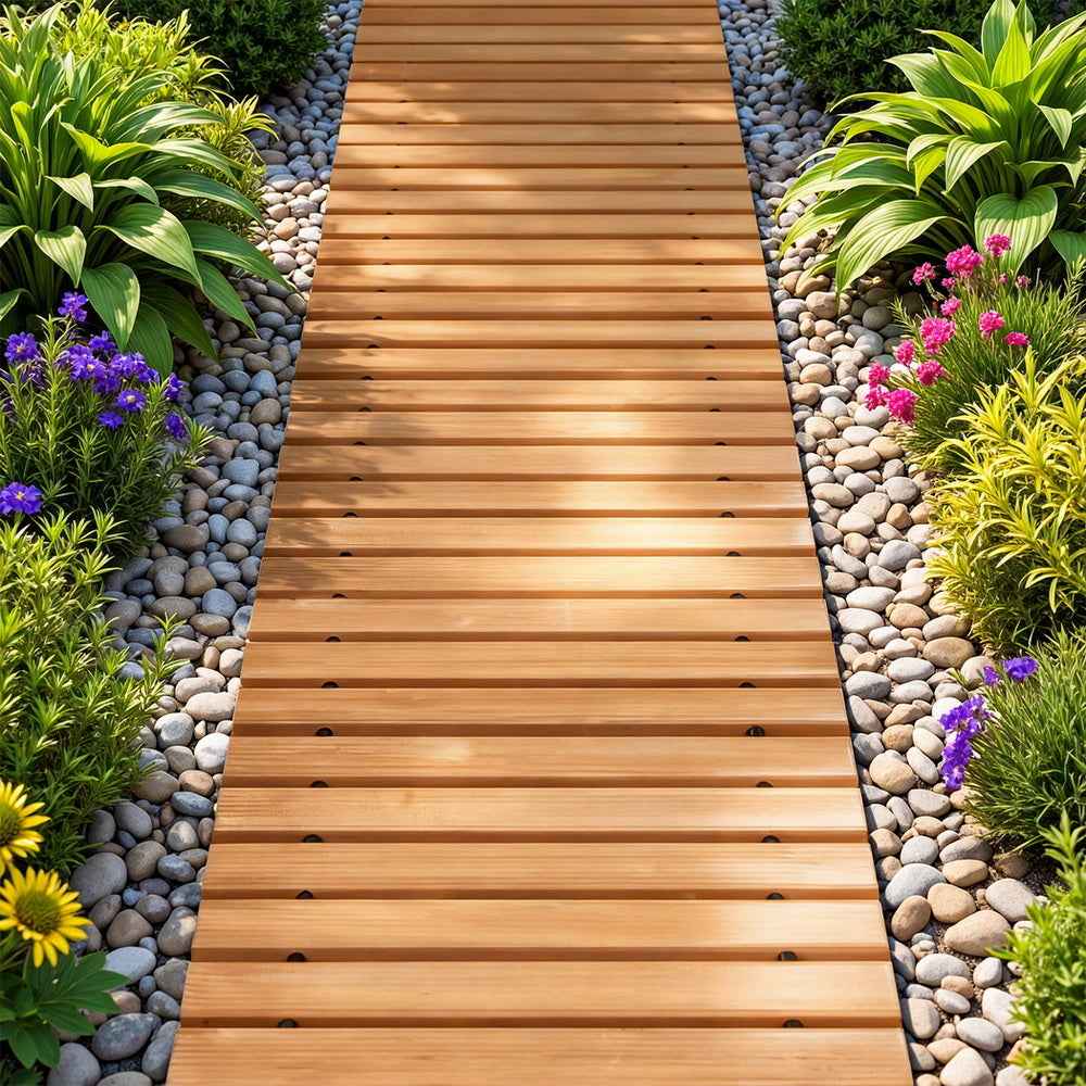 Gardeon 8FT Wooden Garden Pathway Roll-Out Straight Walkway Outdoor Backyard Brown