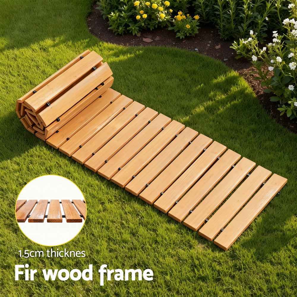 Gardeon 8FT Wooden Garden Pathway Roll-Out Straight Walkway Outdoor Backyard Brown