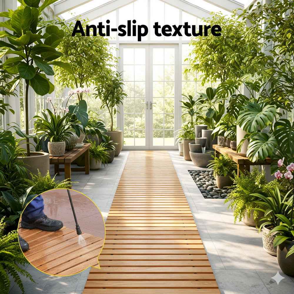 Gardeon 8FT Wooden Garden Pathway Roll-Out Straight Walkway Outdoor Backyard Brown