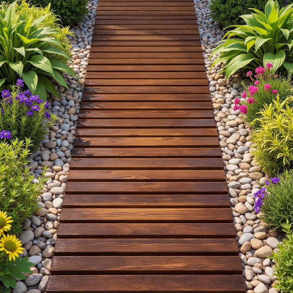 Gardeon 8FT Wooden Garden Pathway Roll-Out Straight Walkway Outdoor Backyard Charcoal Brown