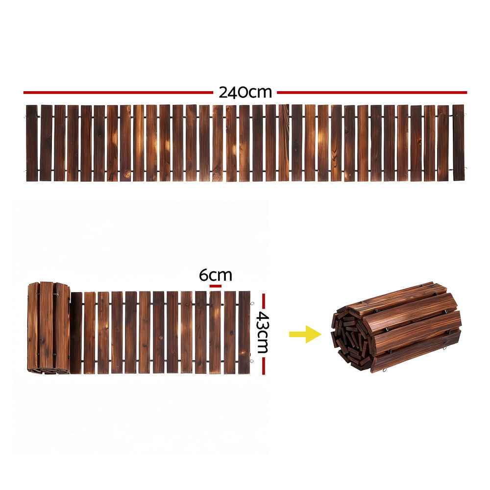 Gardeon 8FT Wooden Garden Pathway Roll-Out Straight Walkway Outdoor Backyard Charcoal Brown