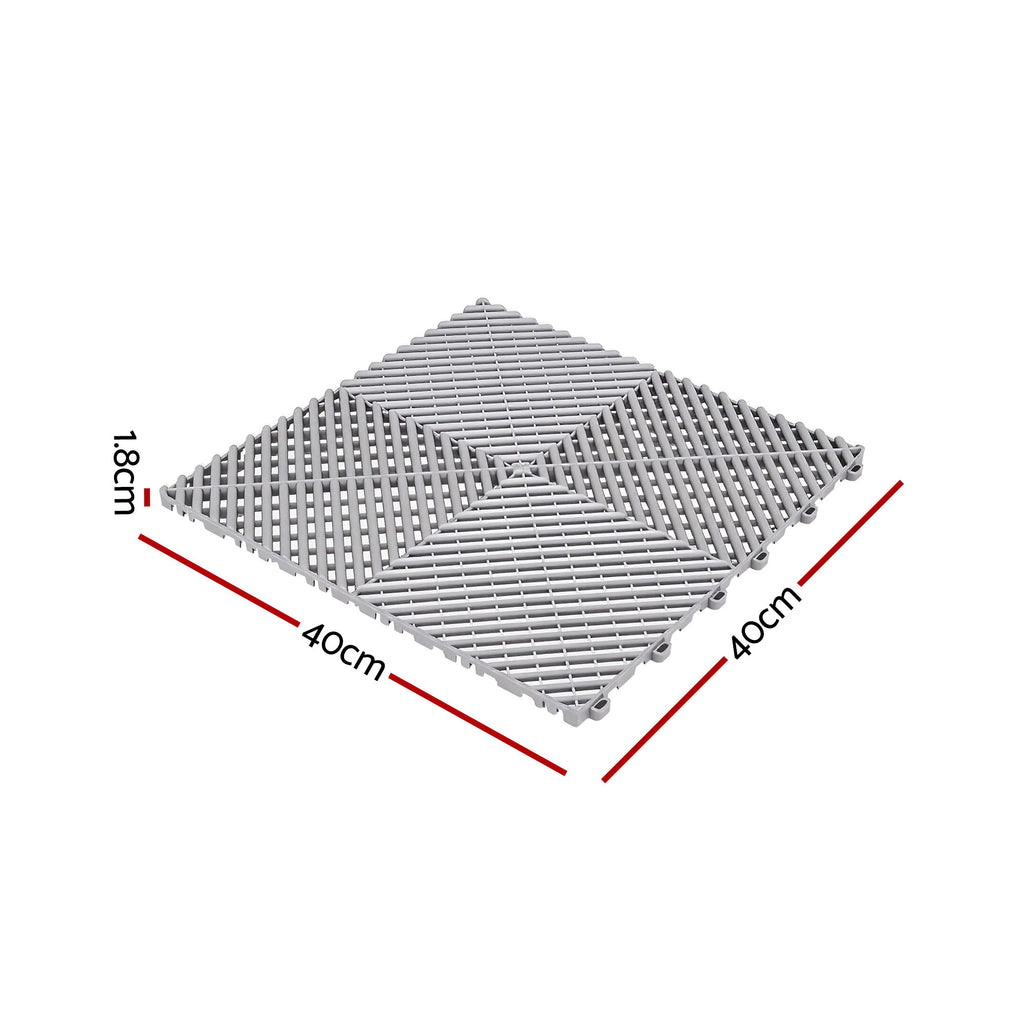 Giantz 20PCS Garage Floor Tiles Interlocking Drainage Non-Slip Tiles Heavy Duty for Workshop Grey