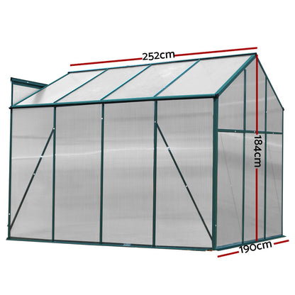 Invernadero Greenfingers de 2,52 x 1,9 x 1,83 m, de aluminio y policarbonato, para jardín