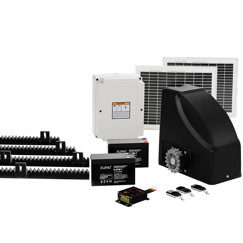 Lockmaster Automatic Sliding Gate Opener Kit 20W Solar Electric 4M 600KG - YDS.com.au