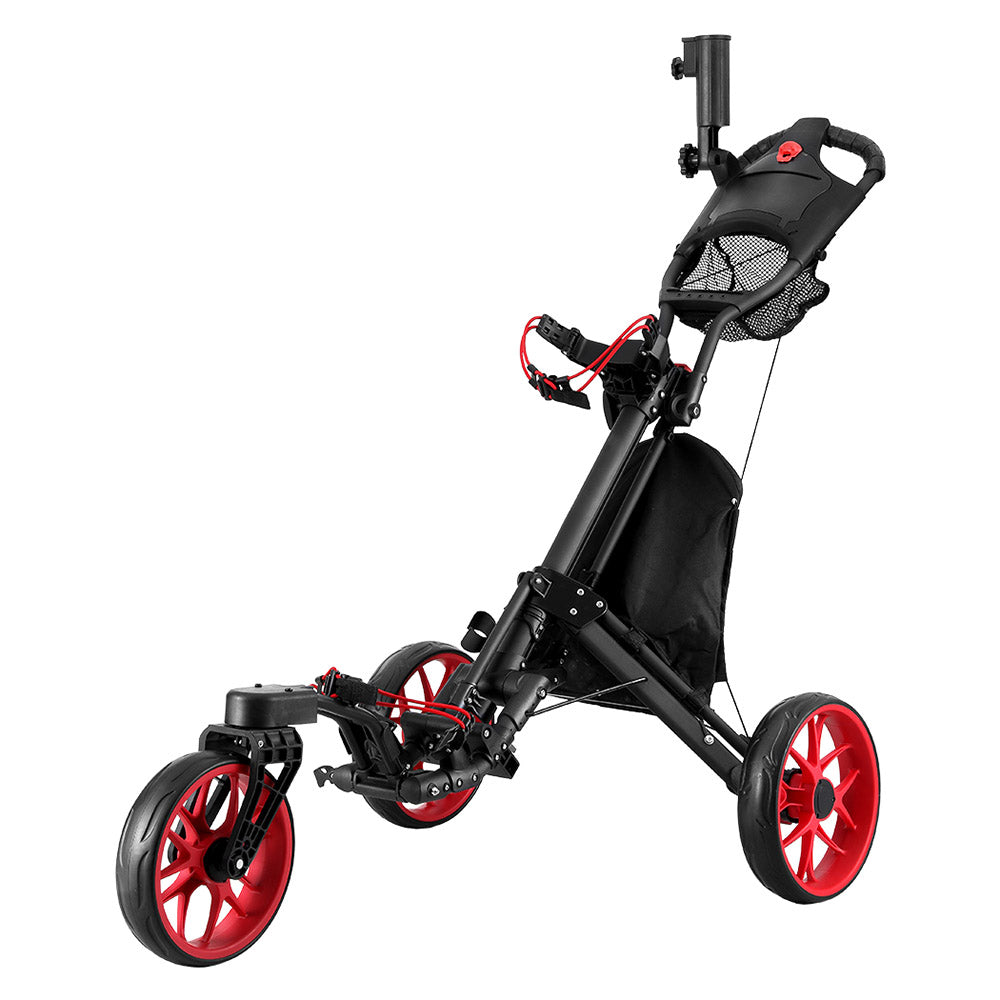 Carrito de golf plegable Everfit Golf Buggy con ruedas giratorias y soporte para botellas y paraguas