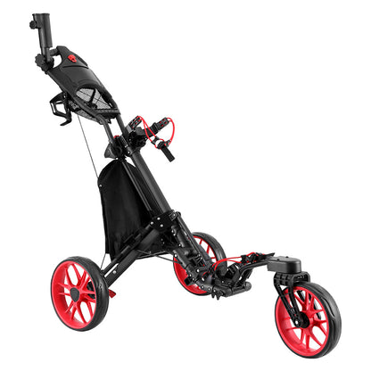 Carrito de golf plegable Everfit Golf Buggy con ruedas giratorias y soporte para botellas y paraguas