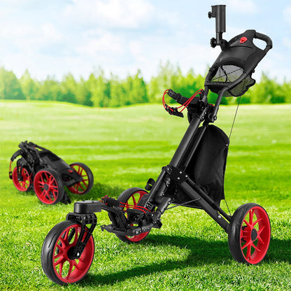 Carrito de golf plegable Everfit Golf Buggy con ruedas giratorias y soporte para botellas y paraguas