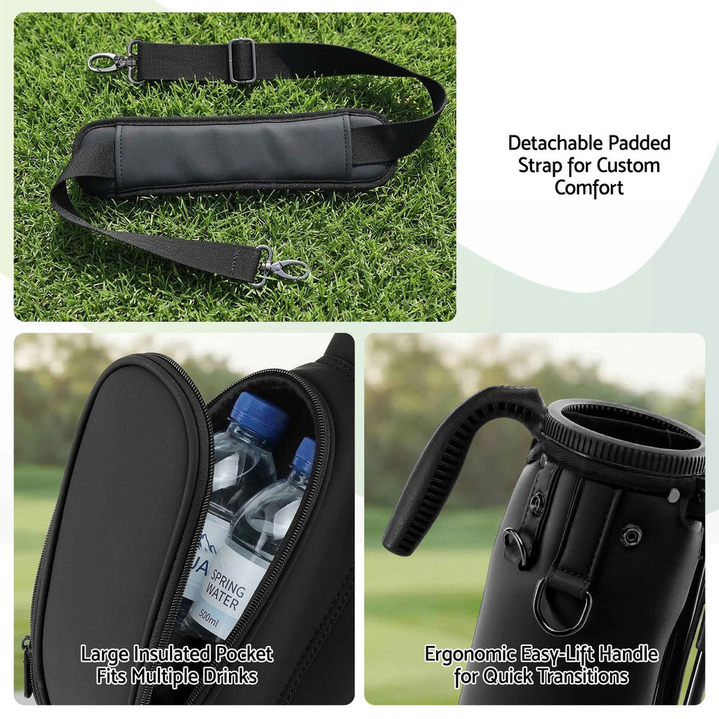 Everfit Golf Stand Bag Lightweight Sunday Pitch And Putt Bag Black