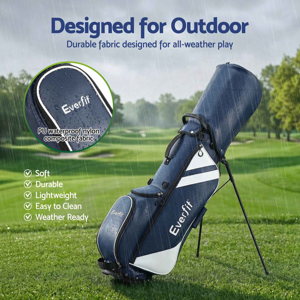Everfit Golf Stand Bag Lightweight Carry Bag Dual Strap Club Divider Blue