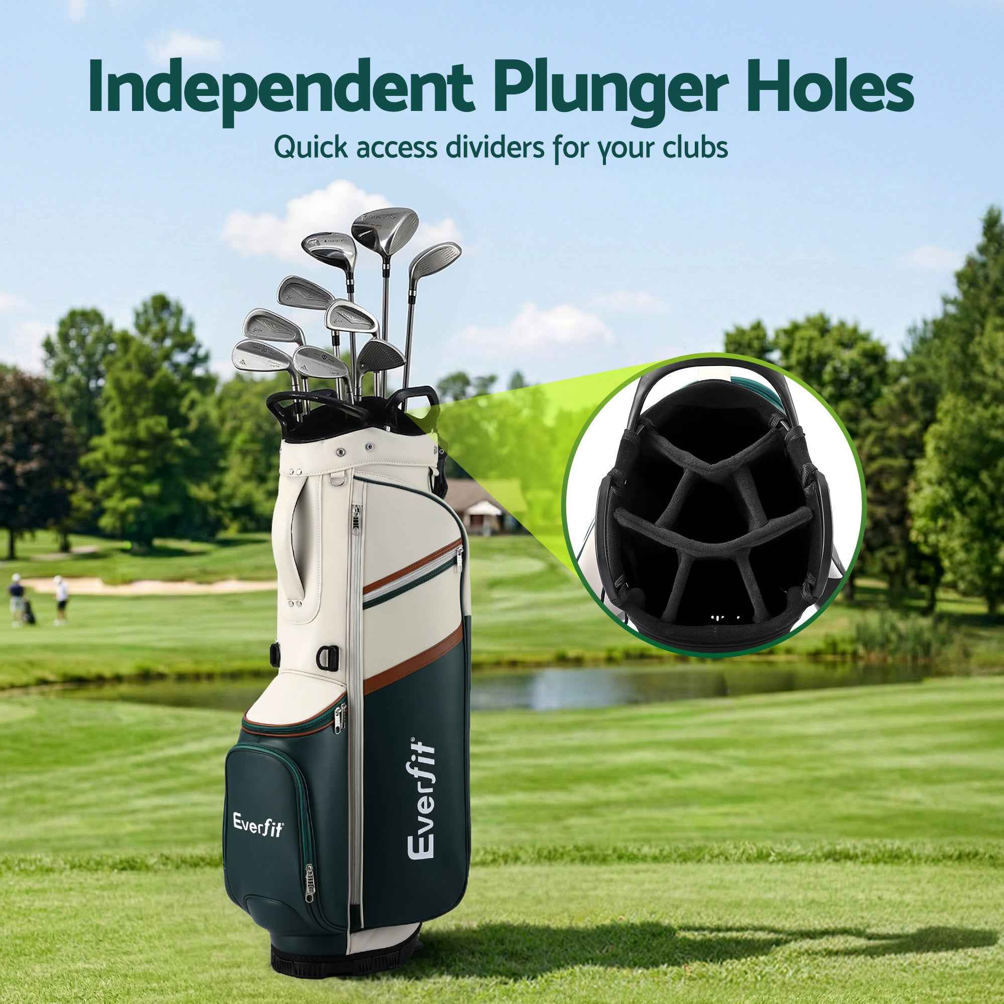 Everfit Golf Stand Bag Lightweight Carry Bag Dual Strap Club Divider