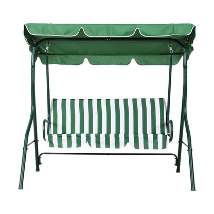 Gardeon Outdoor Swing Chair Garden Bench Furniture Canopy 3 Seater White Green