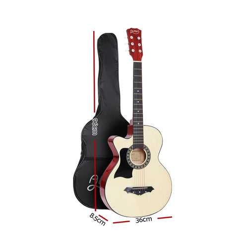 Alpha 38 Inch Acoustic Guitar Wooden Body Steel String w/ Stand Left Handed - YDS.com.au