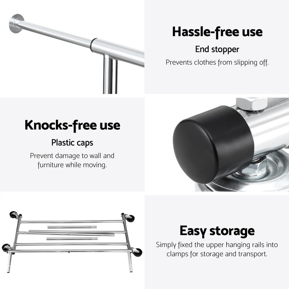 Artiss 2X Clothes Rack Airer Rail Coat Garment Stand Adjustable Hanger