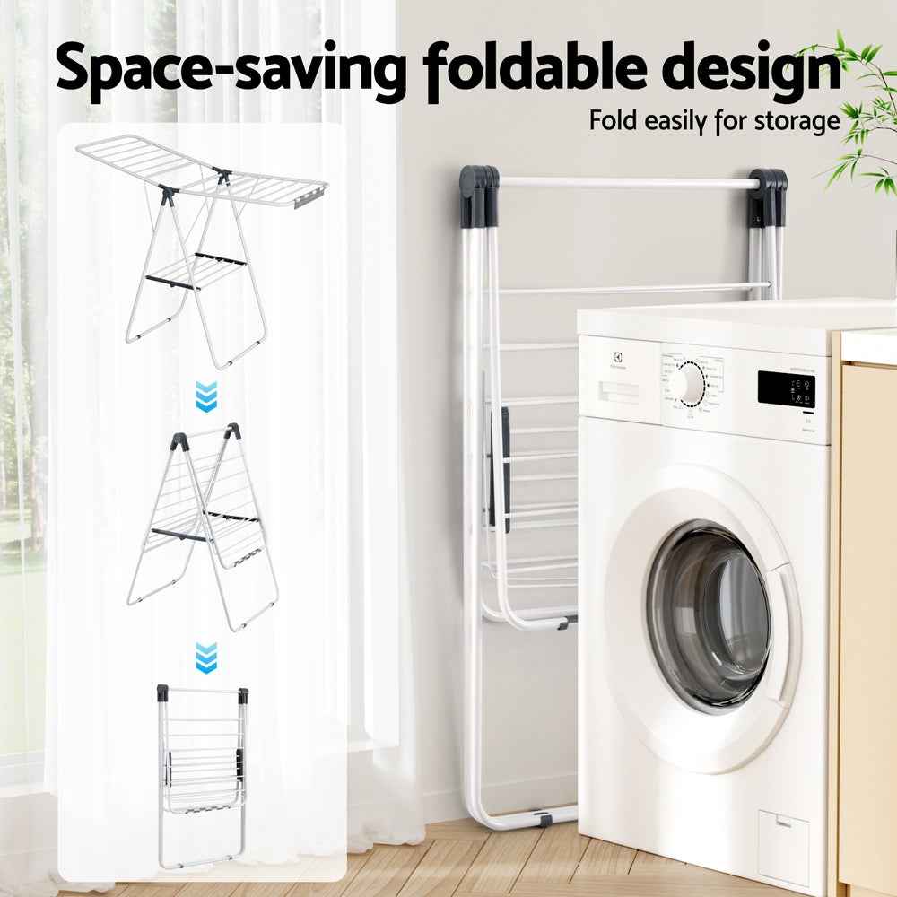 Artiss 2 Tier Clothes Rack Airer Foldable 139CM White