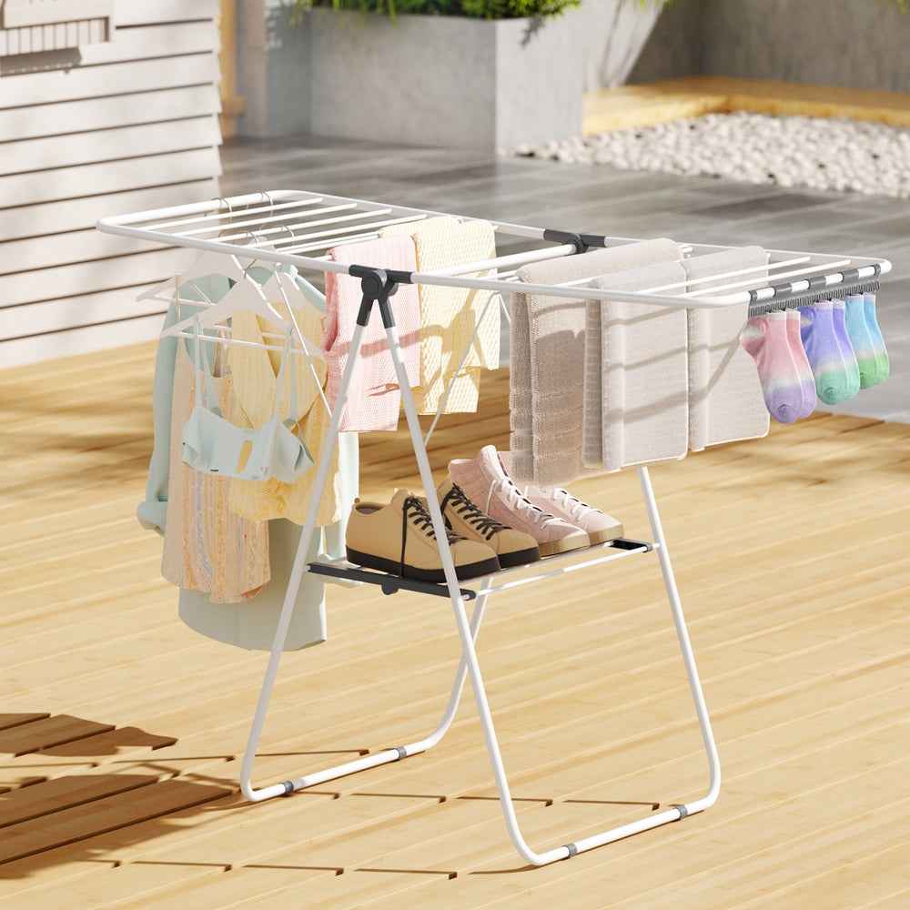 Artiss 2 Tier Clothes Rack Airer Foldable 139CM White