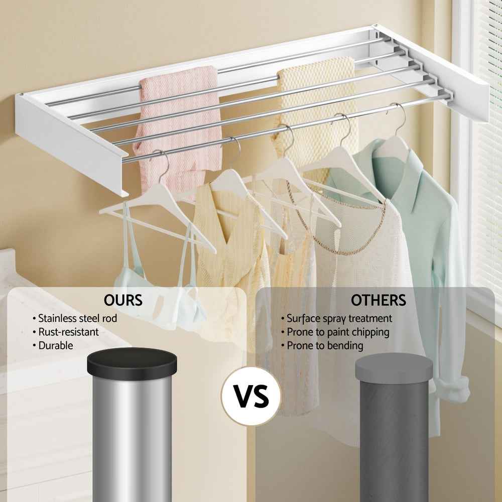 Artiss Clothes Rack Wall Mounted Airer Foldable White