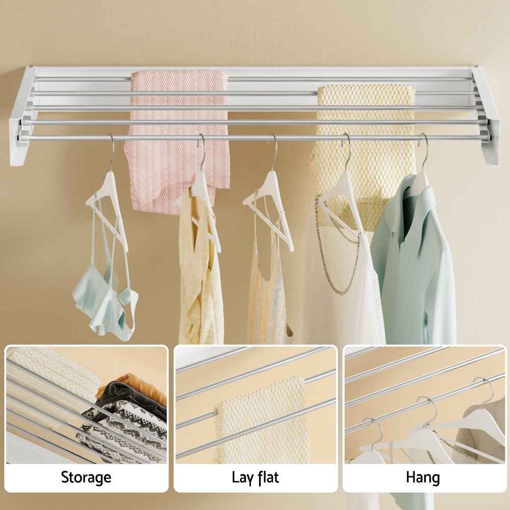 Artiss Clothes Rack Wall Mounted Airer Foldable White