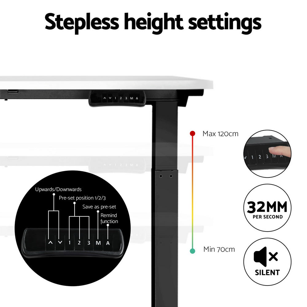 Artiss Standing Desk Motorised Dual Motor White 120CM