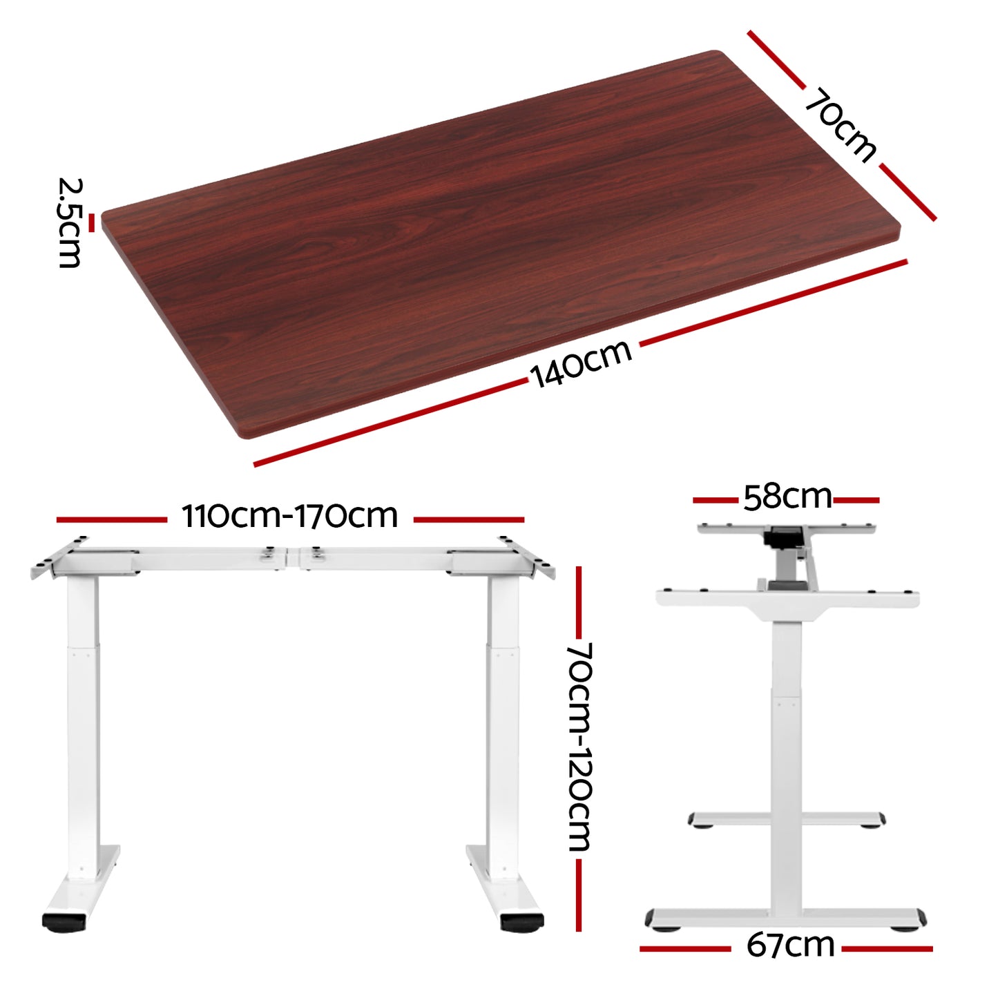 Escritorio de pie Artiss con motor dual, 140 cm, nogal