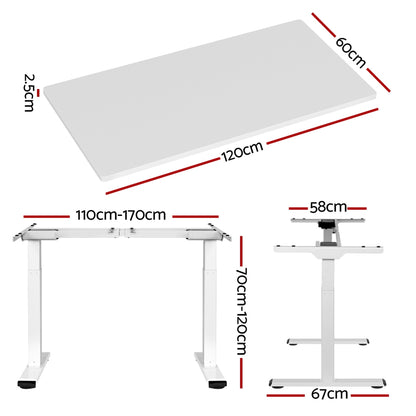 Artiss Standing Desk Motorised Dual Motor 120CM White