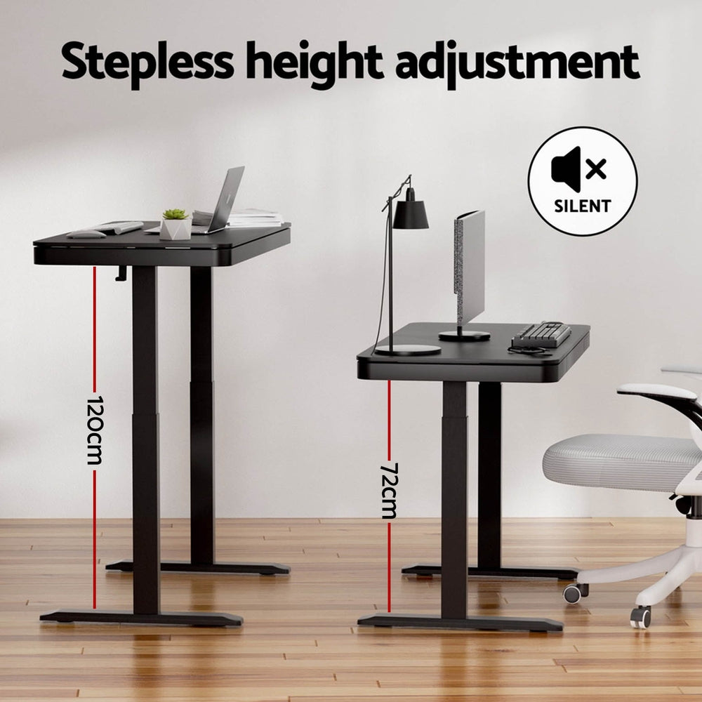 Artiss Standing Desk Motorised Electric Motor Drawer 120CM Black - YDS.com.au