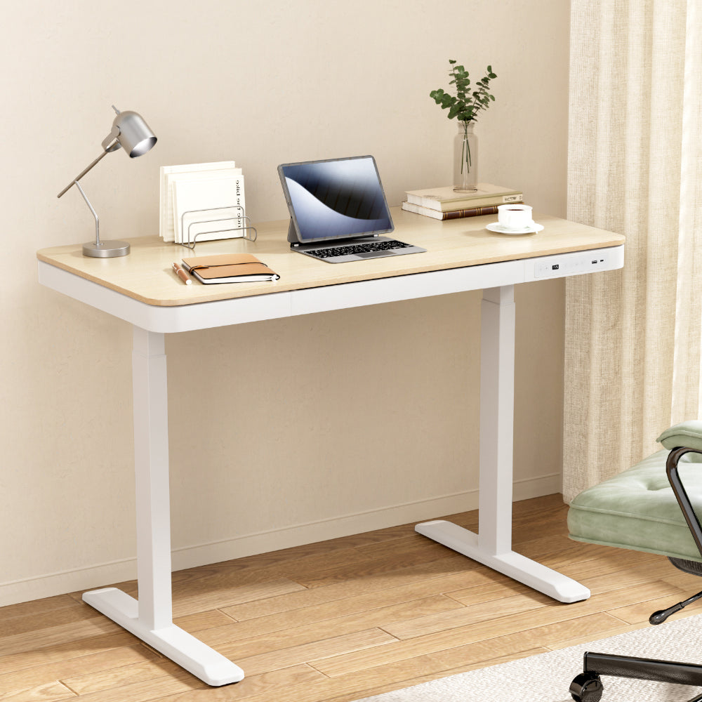 Artiss Standing Desk Motorised Electric Dual Motor Draw 120CM Oak - YDS.com.au
