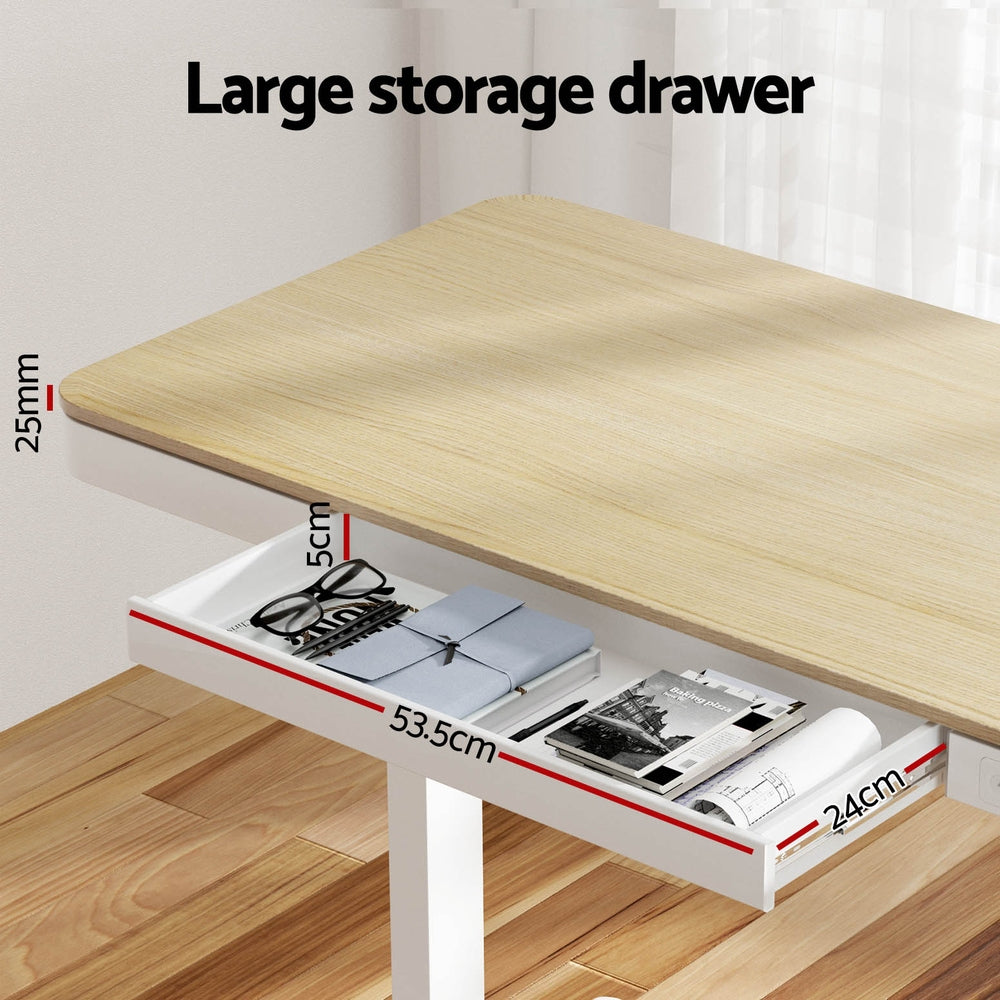 Artiss Standing Desk Motorised Electric Dual Motor Draw 120CM Oak - YDS.com.au
